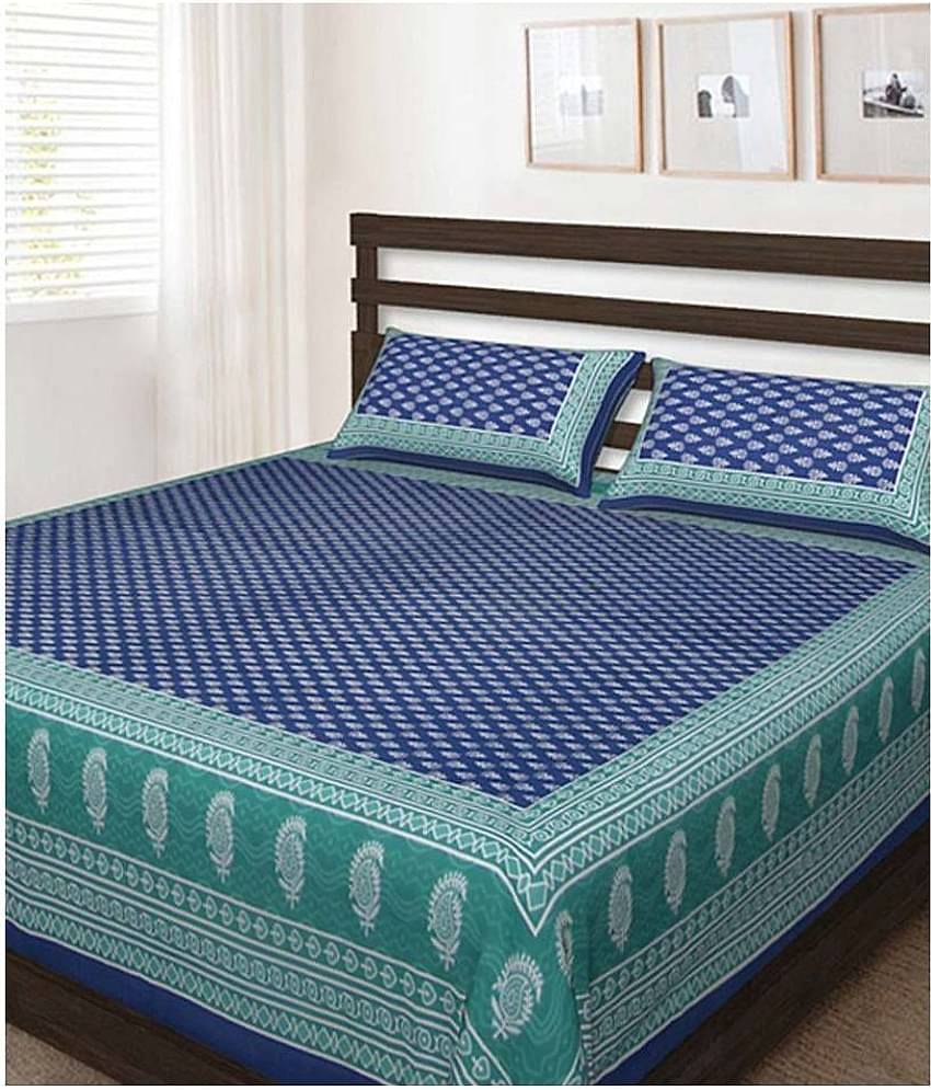 Bombay Spreads Cotton King Bedsheet ( Blue )