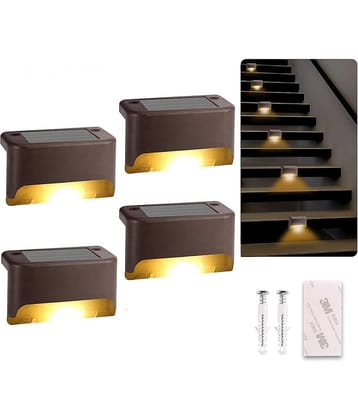 GEEO Deck Solar Light, Rechargeable LED Decorative Lamp, Solar Panel Lights for Outdoor Decks, Railing, Stairs, Step, with IP65 Protection Wide Angle Lighting Pack of 4