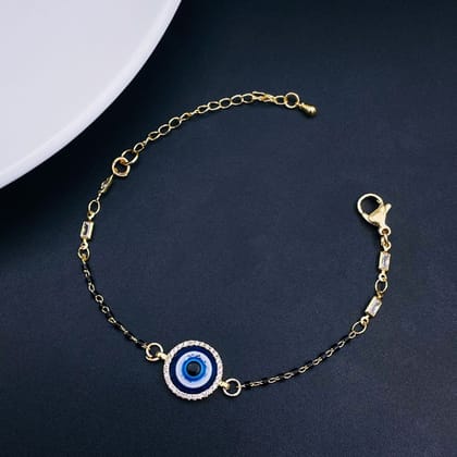 Evil Eye Cubic Zirconia Gold Blue Hand Mangalsutra Bracelet Women