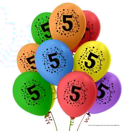 5 Number Balloons Latex Balloons for Five Number Theme Balloons Pack of 30pcs | Multicolor Balloons Decoration For Birthday Anniversary | Party Supplier