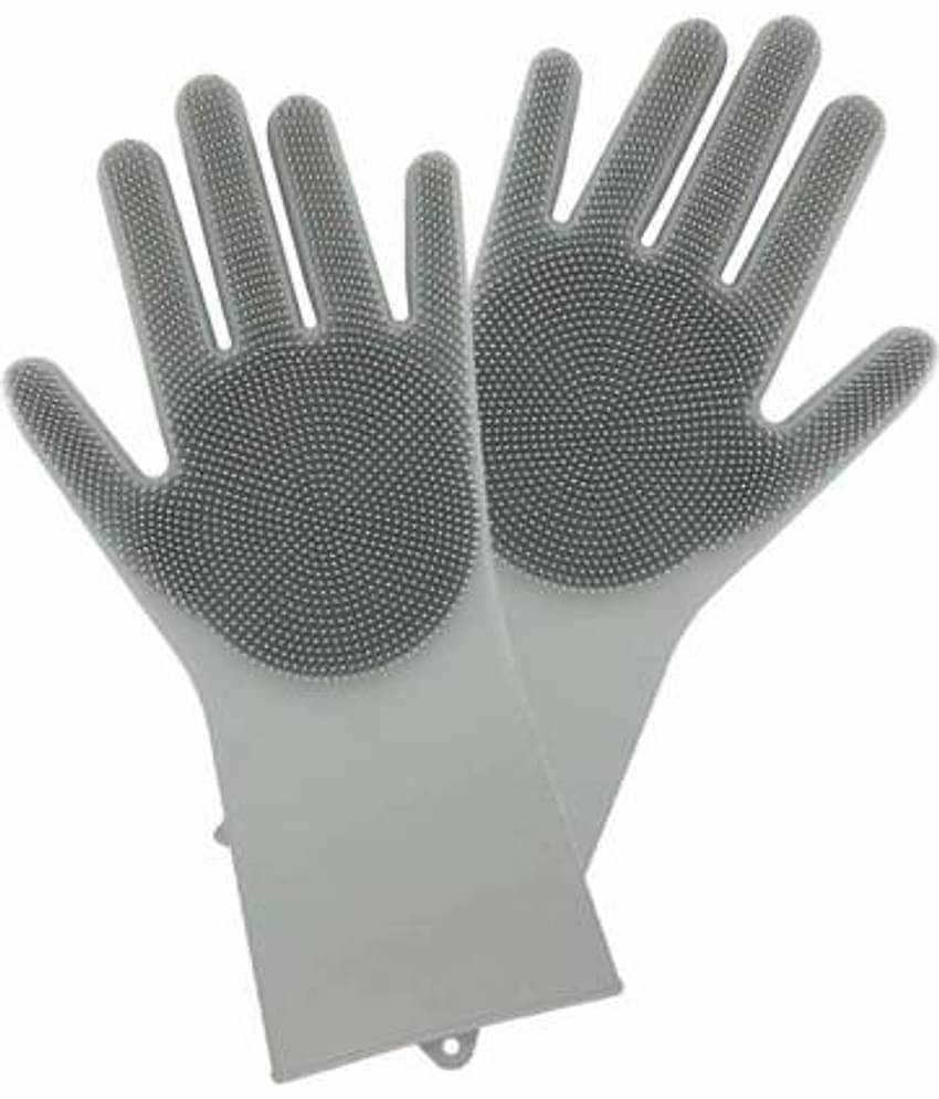 UNIQUE CARTZ Scrubber Rubber Standard Size Cleaning Glove 1 Pair Dish Washing