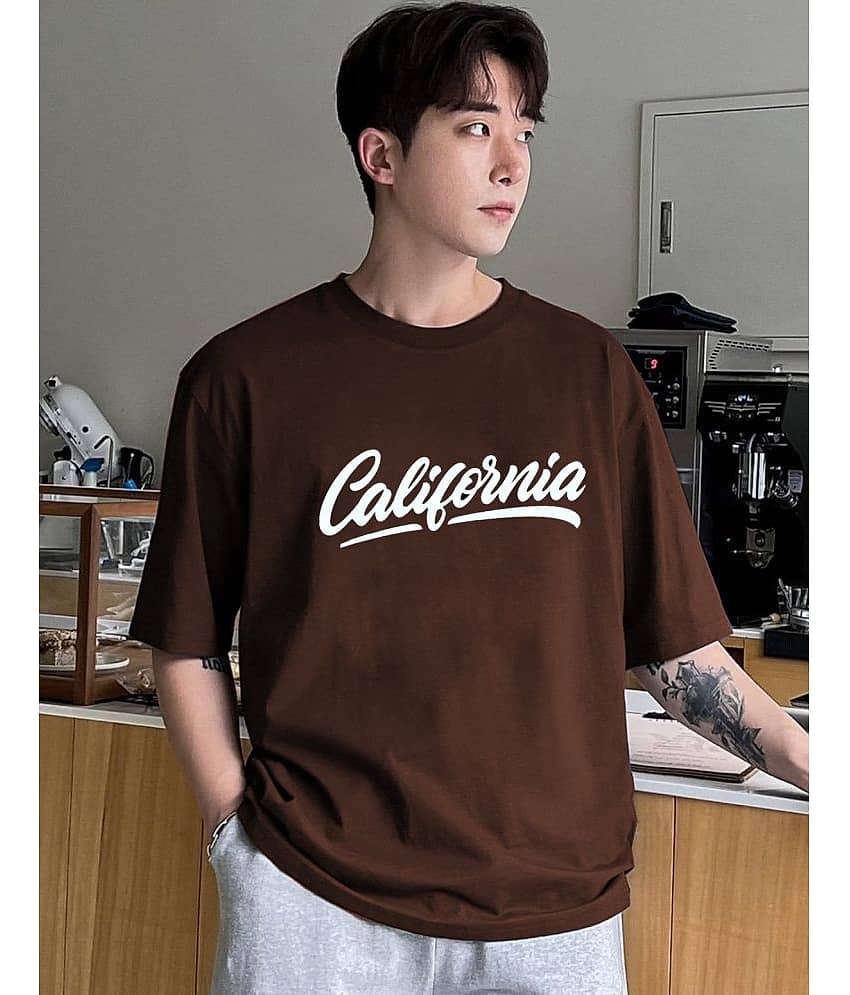 VIOUR Pack of 1 Cotton Blend Relaxed Fit Men's T-Shirt ( Brown )