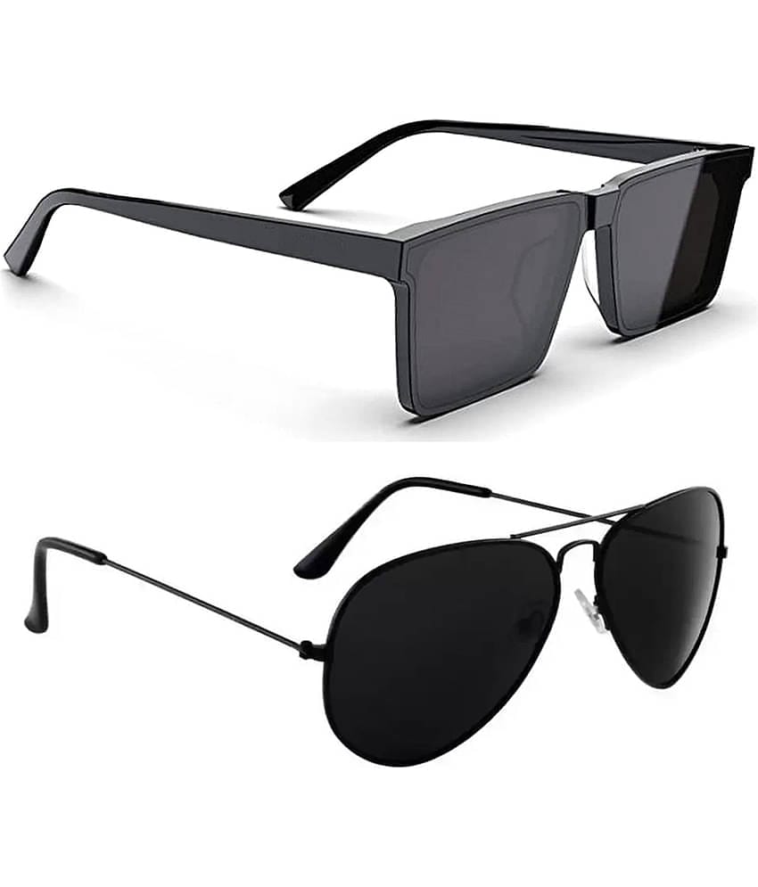 Elligator Multicolor Rectangular Sunglasses ( Pack of 2 )