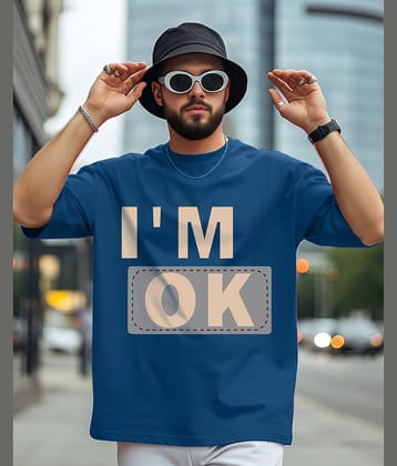 AOOSH Men Cotton Blend Oversized Fit Printed T-Shirt ( Teal Blue )