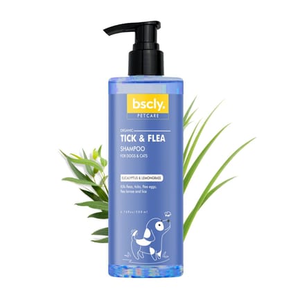 Bscly Tick & Flea Dog Shampoo with Eucalyptus & Lemongrass | Dog Shampoo for Pomeranian, Shih tzu Puppy, German Shepherd, Labrador & Golden Retriever, 200 ml