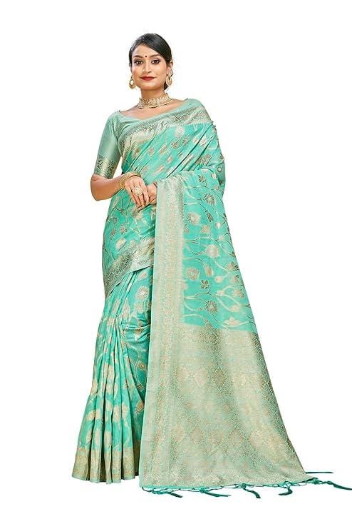 Women's Cotton Linen Saree With Blouse Piece
