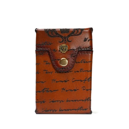 Laser Engraved Cigarette Case in Tan Leather-FS