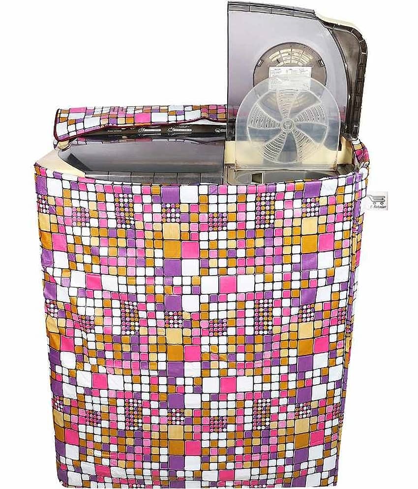 E-Retailer Classic Multi Square design Semi-Automatic Washing Machine Cover For 8.5 Kg Capacity