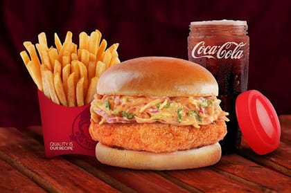 Crispy Chicken Burger + Side + Coke (M)