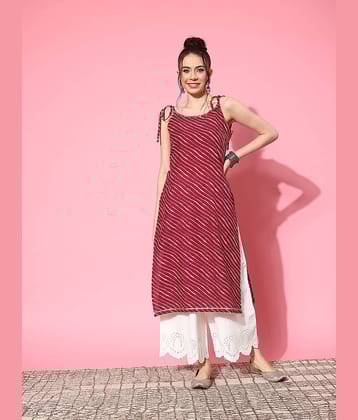 Stylum Cotton Striped Straight Women's Kurti - Red ( Pack of 1 )