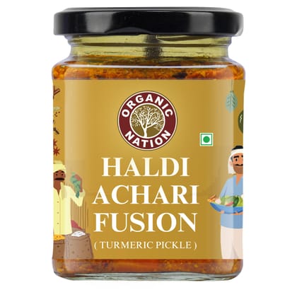 Organic Nation Turmeric Pickle � Haldi Achari Fusion | Homestyle Indian Pickle | Authentic Traditional Taste | No Preservatives | 250g