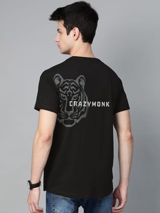 Tiger Half Sleeve T-Shirt-BLACK / S