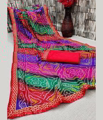 Kanooda Prints Georgette Printed Saree With Unstitched Blouse Piece ( Maroon )