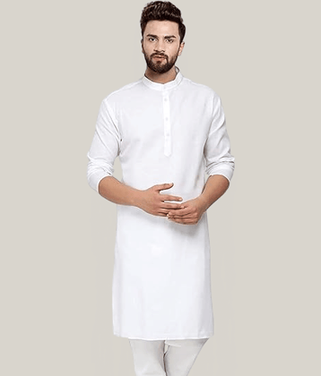 YUG ART Sky Blue Cotton Blend Men's Regular Kurta ( Pack of 1 )