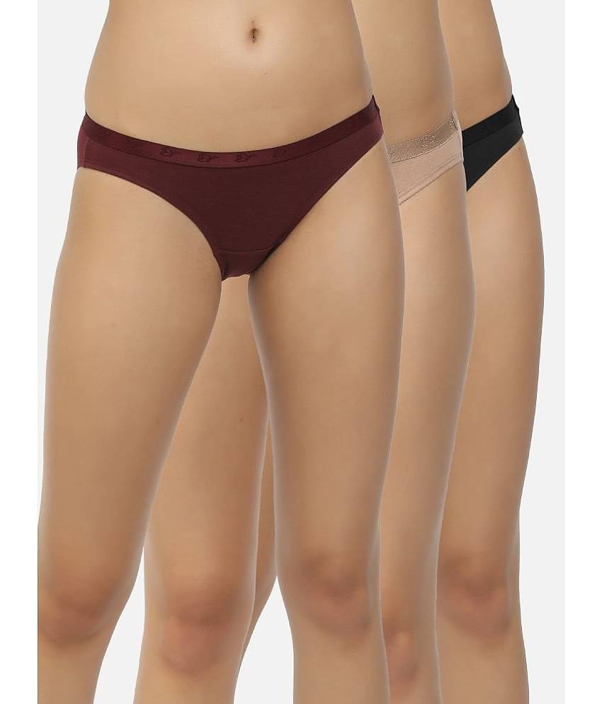 shyygl Pack of 3 Cotton Solid Women's Bikini ( Multi Color ) SC-908