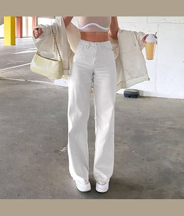 9x denims Women's Relaxed Fit High-Rise Jeans ( White )