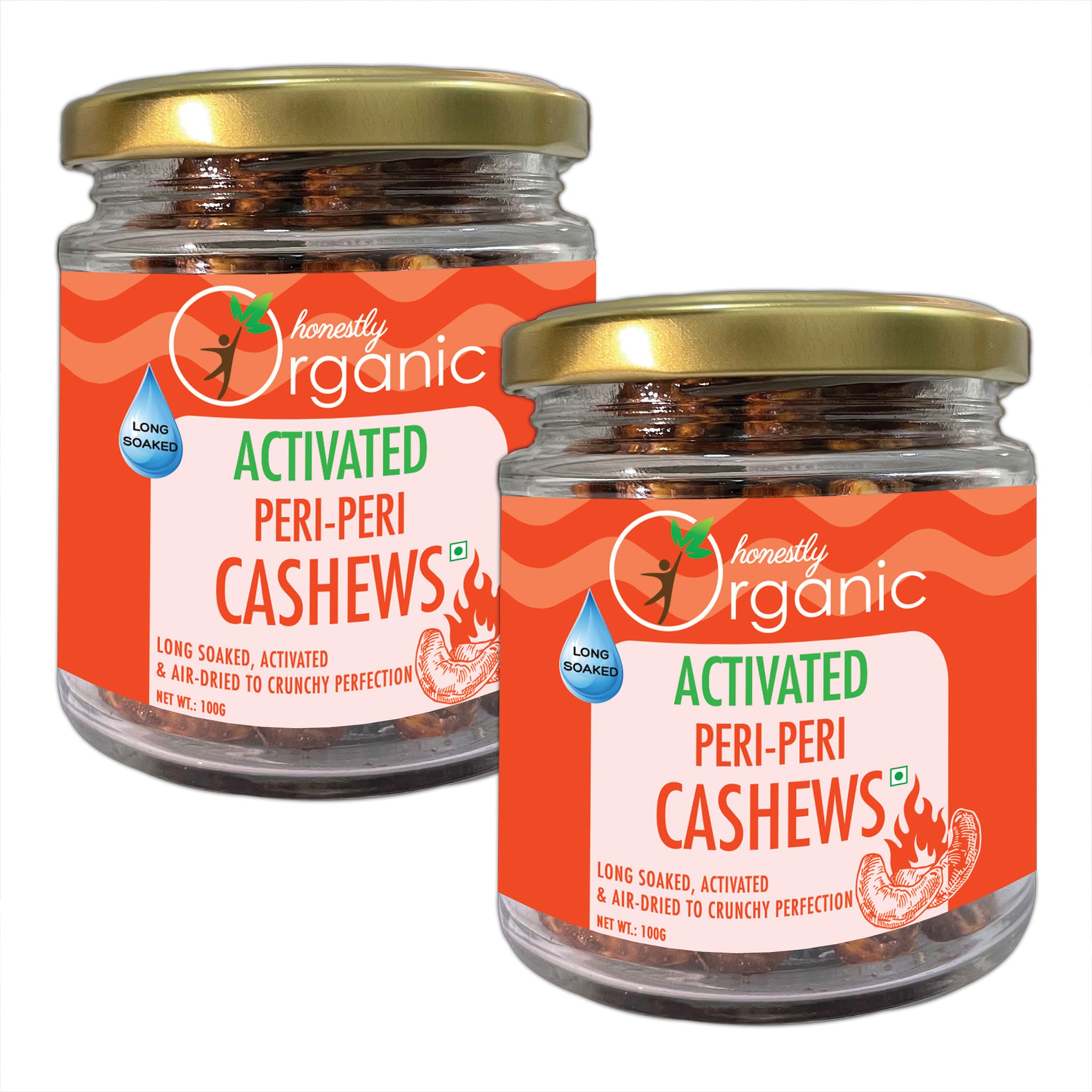 Activated Peri Peri - Cashews (100% Natural & Fresh, Long Soaked & Air Dried to Crunchy Perfection) - 100g (Pack of 2)