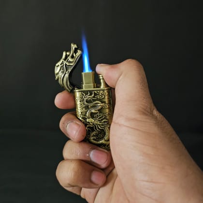 Demon in Machine Dual Flame Metal Lighter - Bold and Powerful Design-Bronze