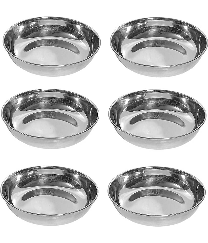 A & H ENTERPRISES - Sweet Dish Bowl / Halwa Plate Stainless Steel Dessert Bowl 100 mL ( Set of 6 )