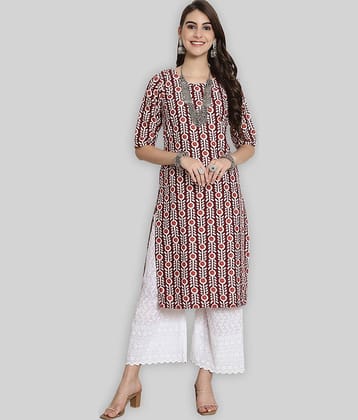 7Threads Crepe Printed Straight Women's Kurti - Beige ( Pack of 1 )