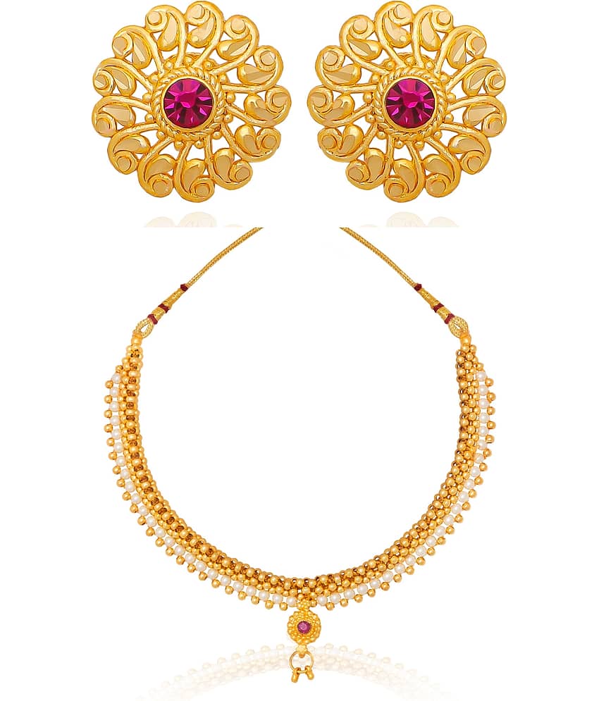 LUV FASHION White Brass Necklace Set ( Pack of 1 )
