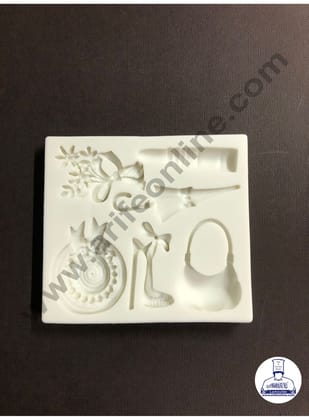 Cake Decor Silicone 6 Cavity Medal Sandal Lipstick Umbrella Purse Fondant Marzipan Mould