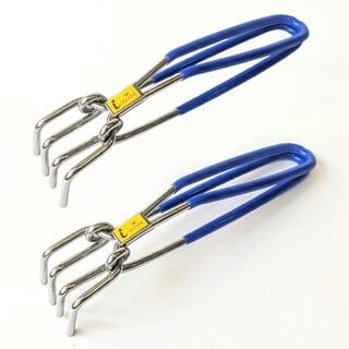 i WARE Stainless Steel Wire Tong Pakkad Utensil Holder, Kitchen Pincers with Grip (21cm) (Blue) (Set of 2)
