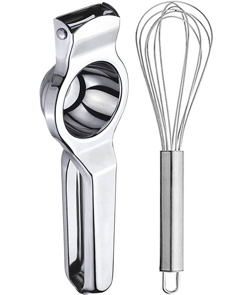 JISUN - Silver Stainless Steel Lemon Squeezer & Egg Whisk ( Set of 2 )