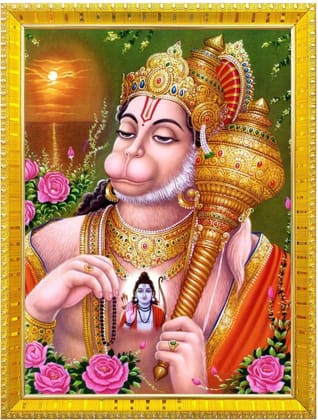 NOKKES Hanuman Bajrangbali Hanumanji Maruti Golden 5X7 Inch Photo Frame_AQW13