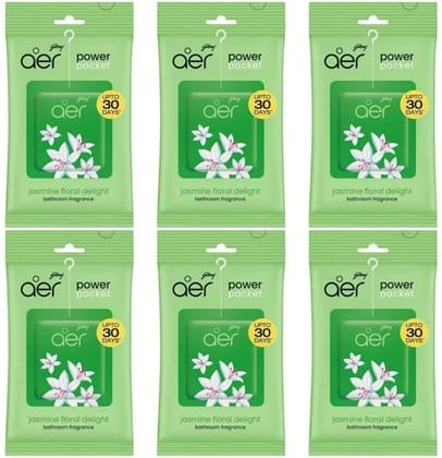 Godrej Aer Power Pocket Bathroom Fragrance - Floral Delight 10g (Pack of 6)