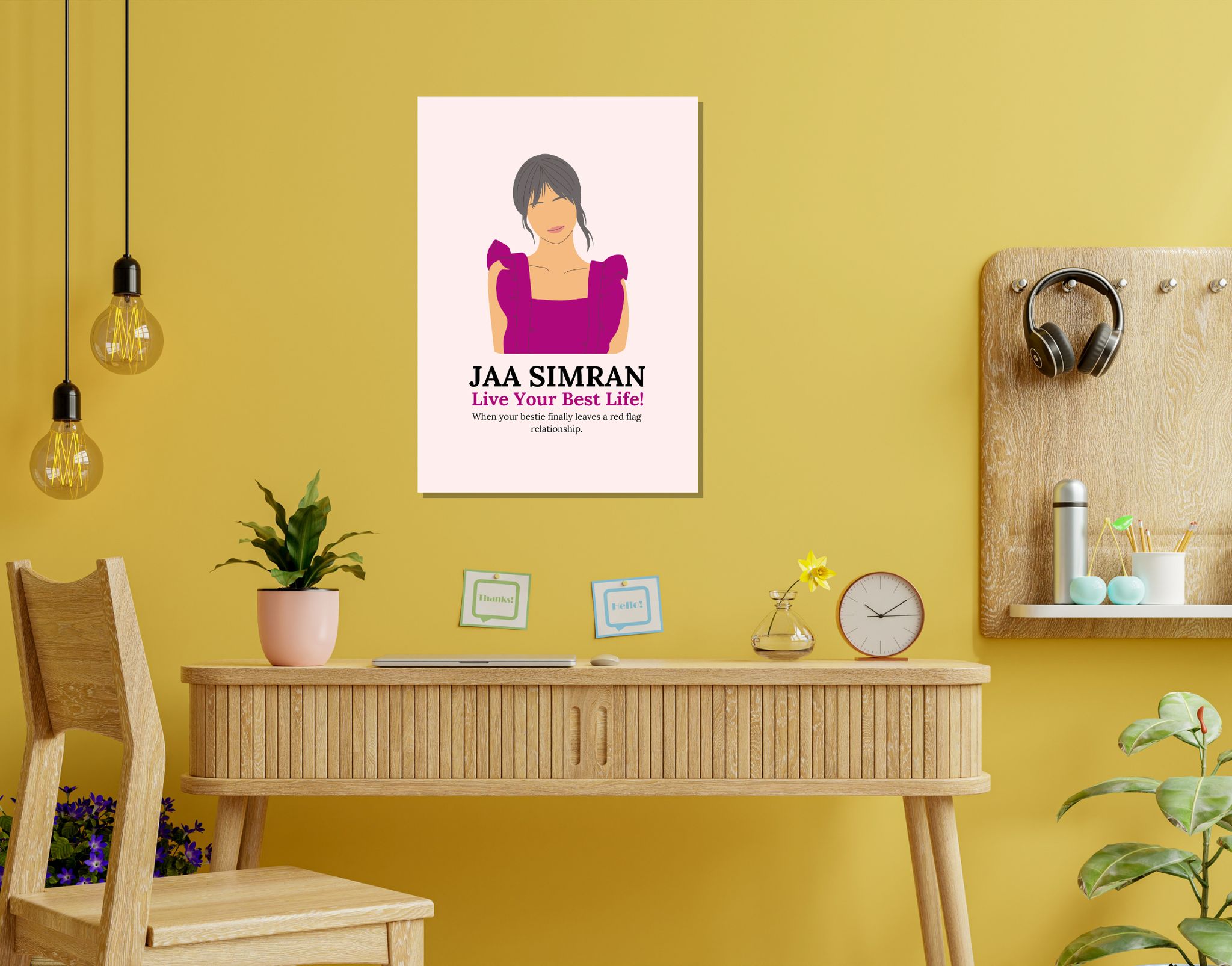 "JAA SIMRAN LIVE YOUR BEST LIFE-Lover Edition"- Shiny & Sturdy Metallic Poster  Art That Pops & Sticks (Literally!)-A3