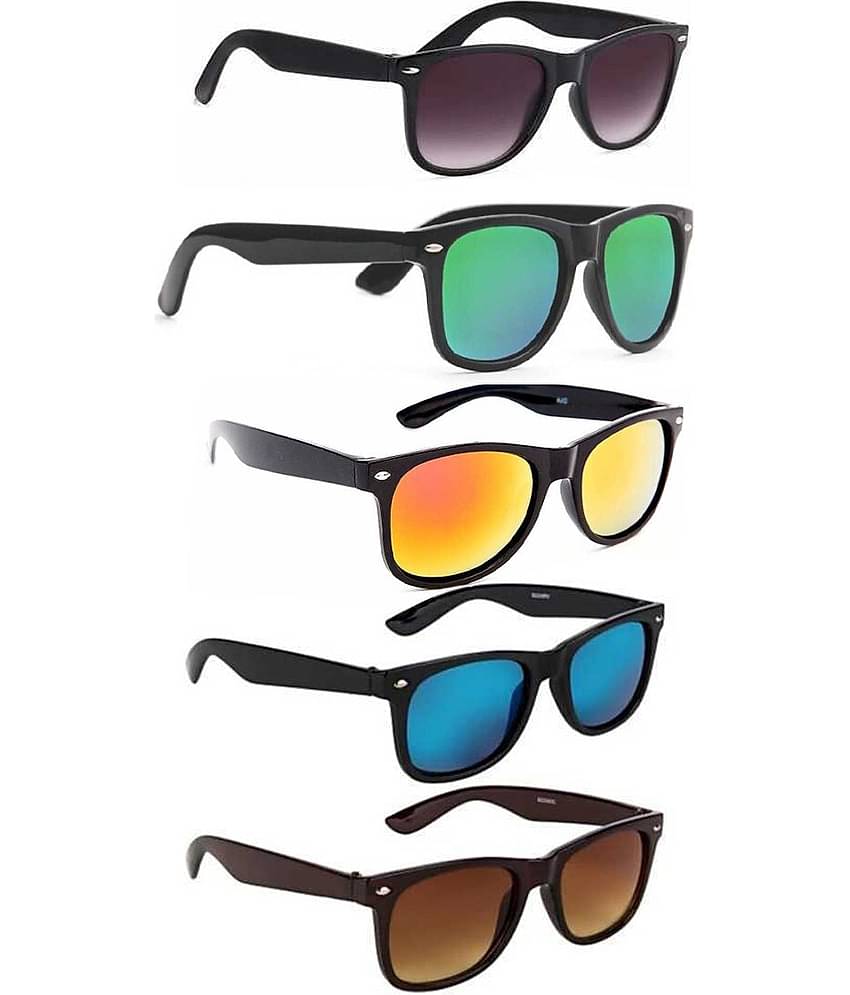 Elligator Black Rectangular Sunglasses ( Pack of 5 )
