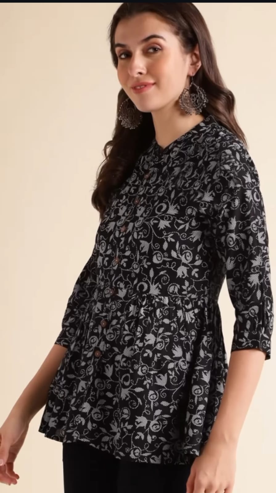 Reyon Striped Short Kurti