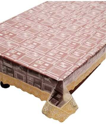 E-Retailer'S Stylish Square Transparent With Golden Lace Center Table Cover