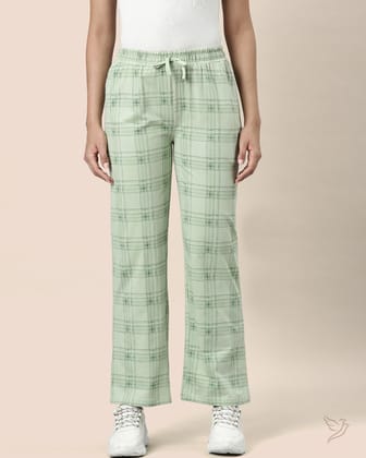Printed Knitted Palazzo Pants - Pista Green-S / Pista Green