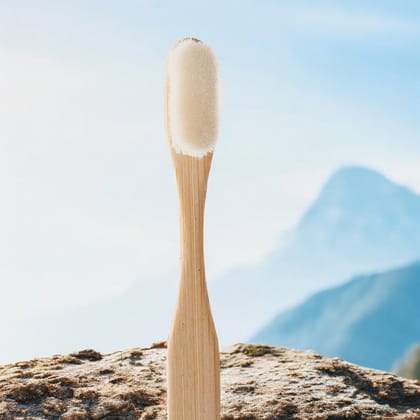 Bamboo Toothbrush Nano White - Flat Handle