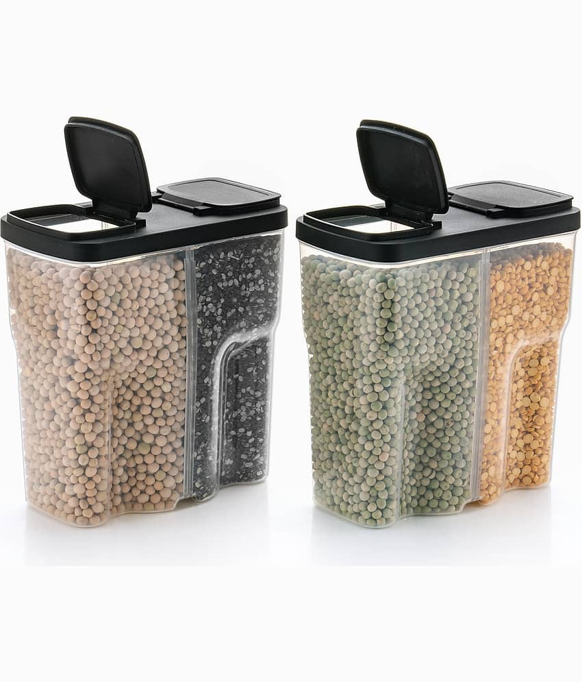 Analog kitchenware - Grocery/Food/Pasta Plastic Black Dal Container ( Set of 2 )