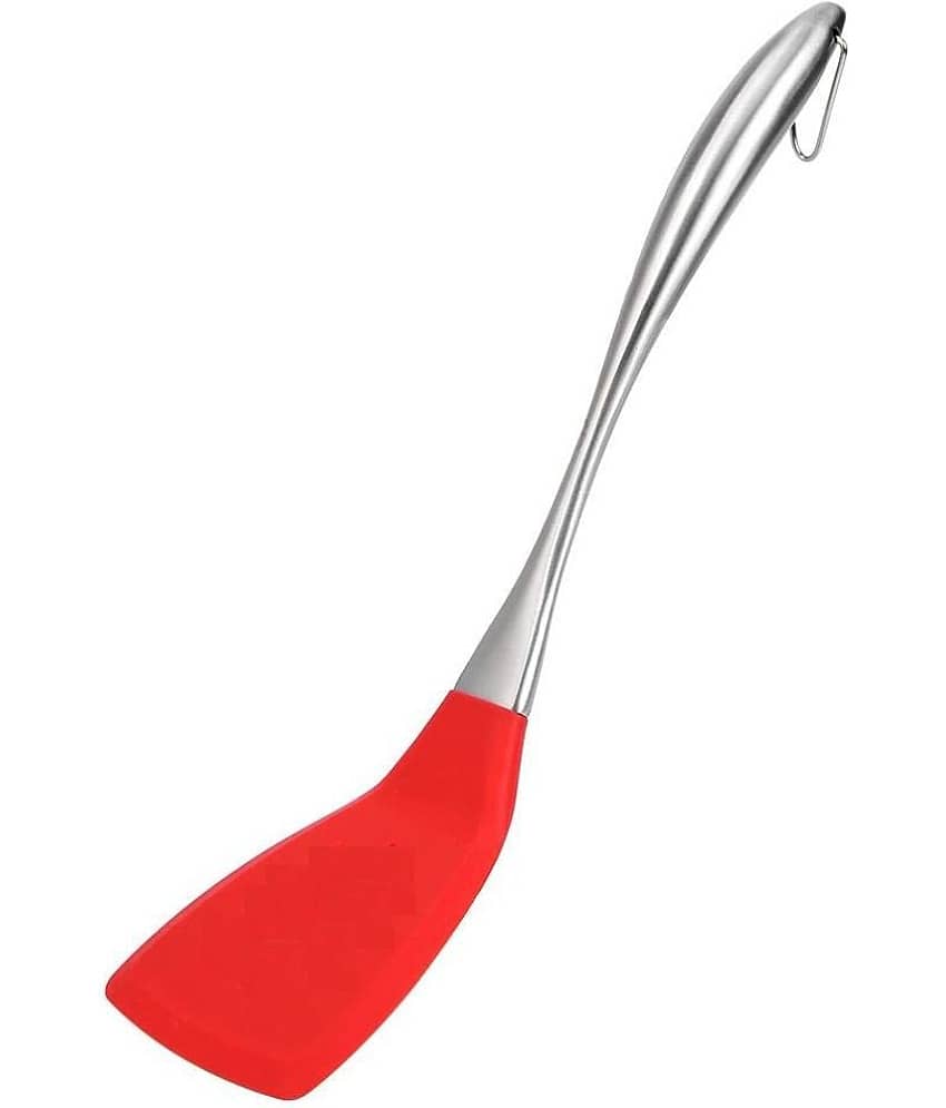 Baskety Silicone Plain Slotted Spatula Kitchen Set  ( Pack of 1, Red )