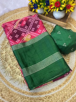 Bandhani Print with zari work