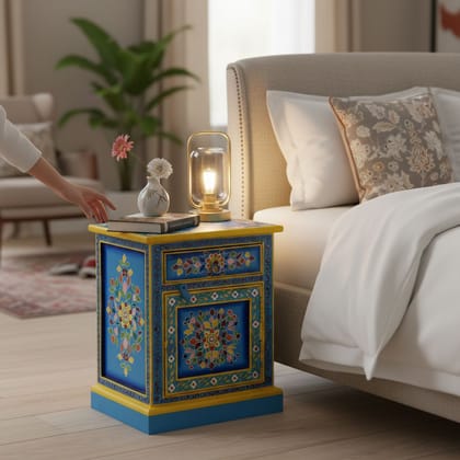 Painted Wooden Bedside Storage