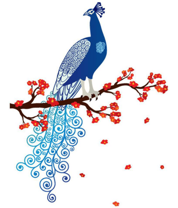 Asmi Collection Beautiful Peacock and Flowers wall stickers Nature Sticker ( 130 x 130 cms )