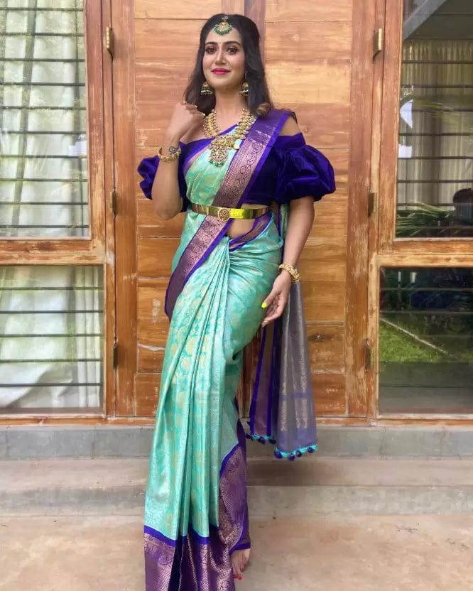 Beautiful Woven Design Banarasi Soft Silk Jacquard Saree