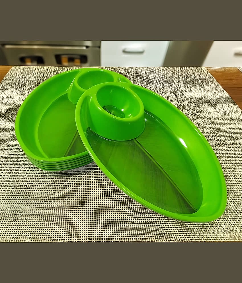 kitchrox 6 Pcs Melamine Dark Green Platter