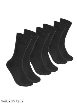 Unisex Black plain formal Lycra cotton socks/school socks - Pack of 3 (13+ Year)