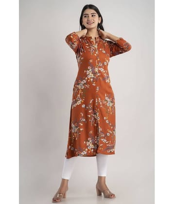 MAUKA - Brown Rayon Women's Front Slit Kurti ( Pack of 1 )