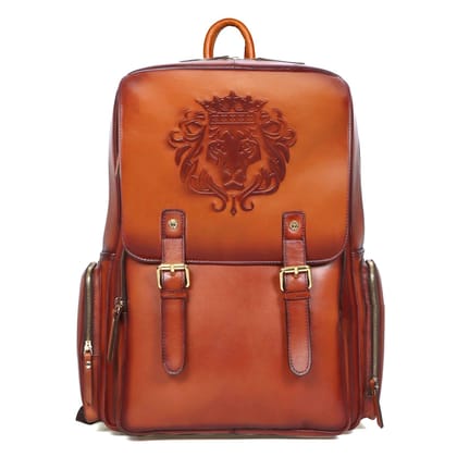 Travel Tan Leather Backpack-FS