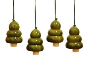 Handicraft Exim Wooden Christmas Tree Hanging Ornaments (Set of 4) | Olive Green | Festive Decor Handicraft Exim Wooden Christmas Tree Hanging Ornaments (Set of 4) | Olive Green | Festive Decor