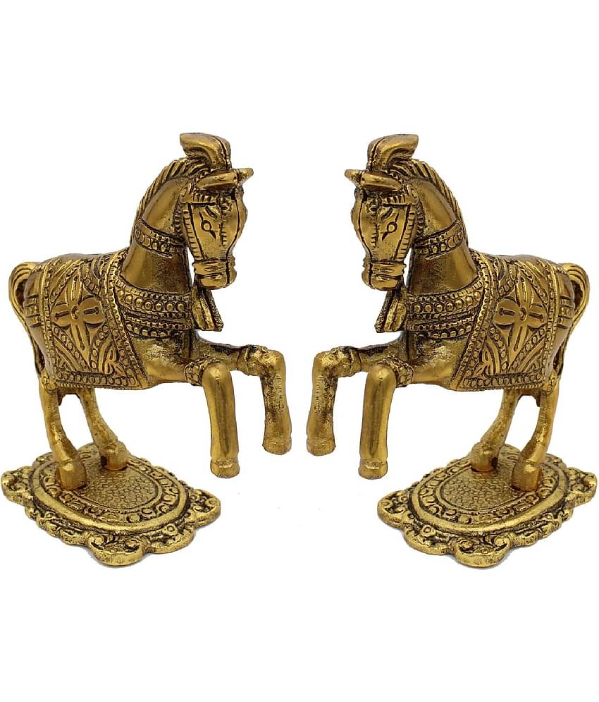 Fashion Bizz Antique Jumping Horse Decorative Showpiece - 11.5 cm, Pack of 2