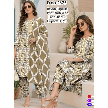 Rayon printed kurta set