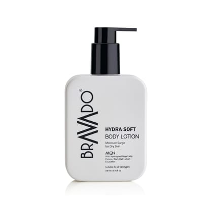 BRAVADO Hydra Soft Body Lotion with SPF | Deep Moisturizing & Nourishing | Soothing, anti-aging, & Anti Irritant Skin | Repair Rough, Dry Skin | Body Cream, Moisturizing Cream, Jelly Protein | 200ml